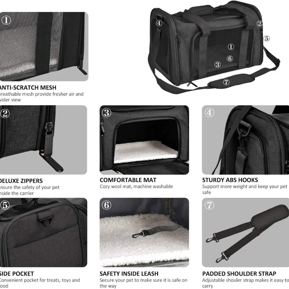 Lightweight TSA Approved Pet Carrier - 3 Entrances for Easy Access, Small Size